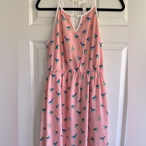 Pink Owl Medium Bird Print Mini Dress
